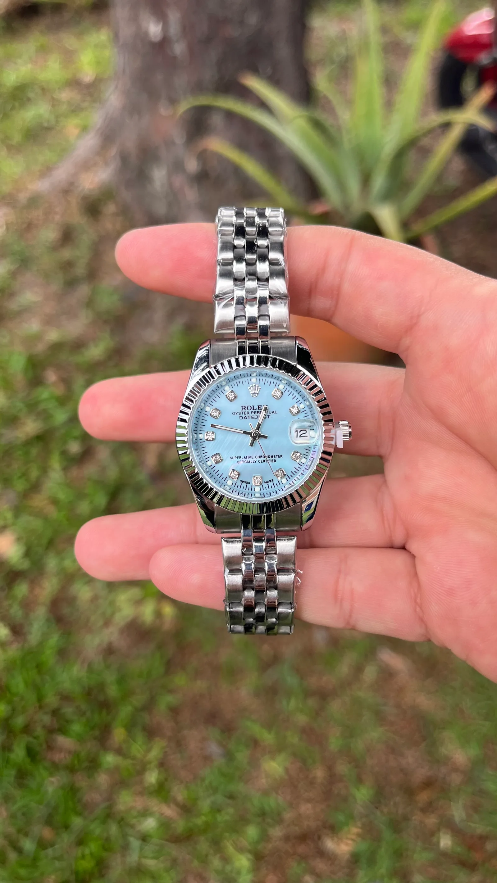 Rlx Oyster Perpetual Day-Just Mujer — Plateado / Tablero Azul Tiffany