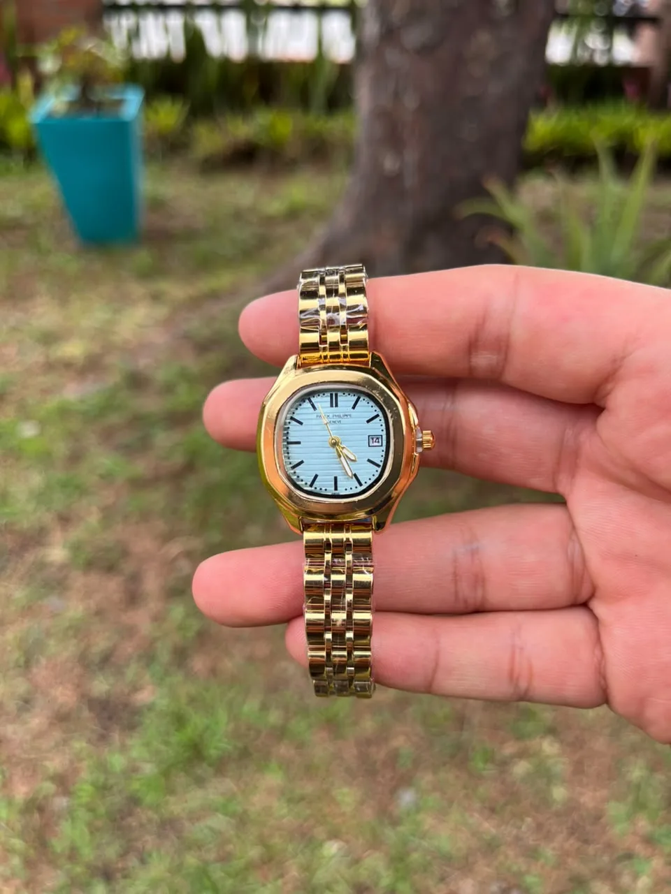 Ptk Philippe Nautilus Mujer — Dorado / Tablero Azul Tiffany